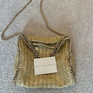 Stella McCartney Woven Gold Raffia Falabella Bag
